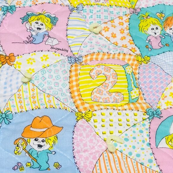 Vintage Huggables Baby Blanket Pastel Patchwork Design Cotton - Picture 5 of 10